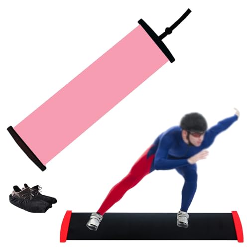 Fitness-Schiebebrett mit Schuhüberzug, Gleitbrett mit Endstoppern, Übungsanleitung für Beintraining, Fitness (Größe: 180 x 50 cm, Farbe: Rosa) von miaosssM