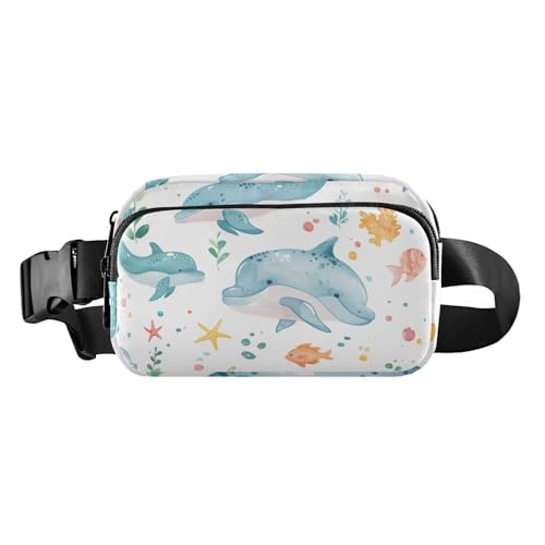 Unterwasser-Delfin-Gürteltasche für Damen und Herren, kleine Gürteltasche mit verstellbarem Riemen für Radfahren, Wandern, Fitnessstudio, Tier-Unterwasser-Delfin, Modern von miaozhen