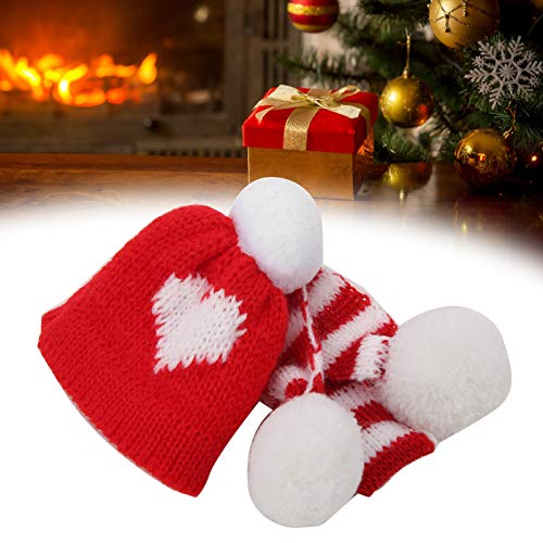 minifinker Kleine Weihnachtsmütze, platzsparende Mini-Weihnachtsmützen zum Basteln Gestrickte Wolle in Kleiner Größe zum Dekorieren Ihres Zimmers(Rot-weißer Schal) von minifinker