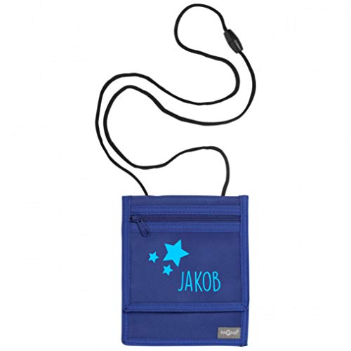 Brustbeutel mit Namen | Motiv Sterne inkl. Namensdruck personalisiert & Bedruckt | Geldbörse Kindergeldbeutel Münzfach für Kinder Jungen Mädchen mit Klettverschluss zum Umhängen (dunkelblau) Brustbeutel mit Namen | Motiv Sterne inkl. Namensdruck personalisiert & Bedruckt | Geldbörse Kindergeldbeutel Münzfach für Kinder Jungen Mädchen mit Klettverschluss zum Umhängen (dunkelblau) von minimutz