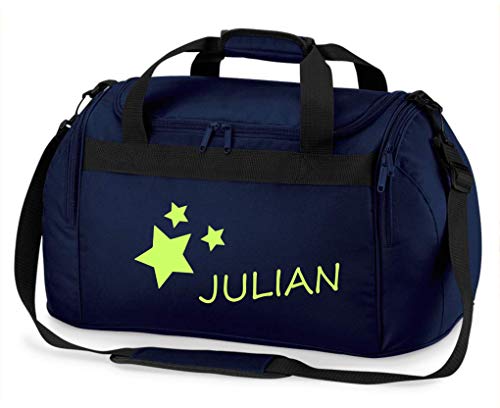 Kindersporttasche Junge & Mädchen | Motiv Sterne & Namen-sdruck personalisiert & Bedruckt | Reisetasche Sporttasche mit Namen Kindertasche Tragetasche zum Umhängen für Kinder (Navy) Kindersporttasche Junge & Mädchen | Motiv Sterne & Namen-sdruck personalisiert & Bedruckt | Reisetasche Sporttasche mit Namen Kindertasche Tragetasche zum Umhängen für Kinder (Navy) von minimutz
