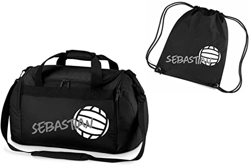 Sporttasche mit Namen bedruckt für Kinder | Personalisierbar mit Motiv Volleyball | Reisetasche Duffle Bag für Mädchen und Jungen in Schwarz, Blau, Grün, Pink, Rot (Schwarz INKL. passender Turnbeutel) Sporttasche mit Namen bedruckt für Kinder | Personalisierbar mit Motiv Volleyball | Reisetasche Duffle Bag für Mädchen und Jungen in Schwarz, Blau, Grün, Pink, Rot (Schwarz INKL. passender Turnbeutel) von minimutz