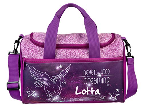 kleine Sporttasche mit Namen | Motiv Pegasus fliegendes Pferd & Sterne in pink & lila | Personalisieren & Bedrucken | Reisetasche für Mädchen kleine Sporttasche mit Namen | Motiv Pegasus fliegendes Pferd & Sterne in pink & lila | Personalisieren & Bedrucken | Reisetasche für Mädchen von minimutz