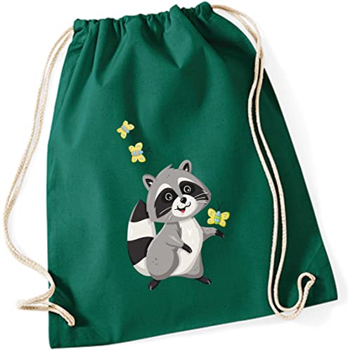 minimutz Turnbeutel für Kinder | Motiv Waschbär mit Schmetterlingen | Schuhbeutel Sporttasche zum Zuziehen für Mädchen & Jungen | Stoffbeutel mit Kordel für Schule, Kindergarten, Freizeit (dunkelgrün) minimutz Turnbeutel für Kinder | Motiv Waschbär mit Schmetterlingen | Schuhbeutel Sporttasche zum Zuziehen für Mädchen & Jungen | Stoffbeutel mit Kordel für Schule, Kindergarten, Freizeit (dunkelgrün) von minimutz