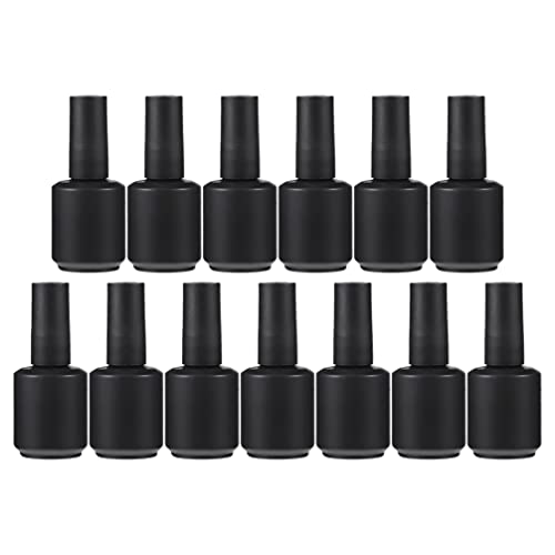 Minkissy 13Pcs Leere Nagellack Flasche Glas Nachfüllbar Nagellack Flaschen Behälter Kosmetische Dispenser Fläschchen mit mit Pinsel Kappe für Nail Art Probe 15ML Schwarz von minkissy