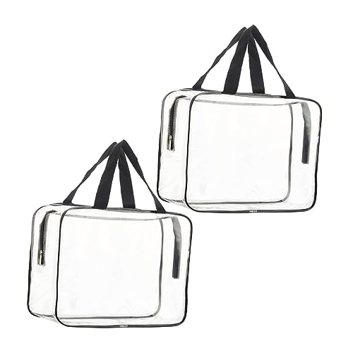 minkissy 2st Wäschesack Wasserfeste Wimperntusche Transparente Tasche Toilettenartikel Große Kosmetiktasche Wasserdichter Kulturbeutel Faltbare Reisetasche Taschen Black PVC von minkissy