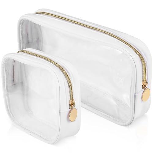 minkissy Von Der TSA Zugelassener Kulturbeutel Durchsichtige PVC-Kosmetiktasche Reisetaschen Mit Reißverschluss Für Toilettenartikel Handgepäcktasche Am Flughafen Airline-Beutel Mit Weißem von minkissy