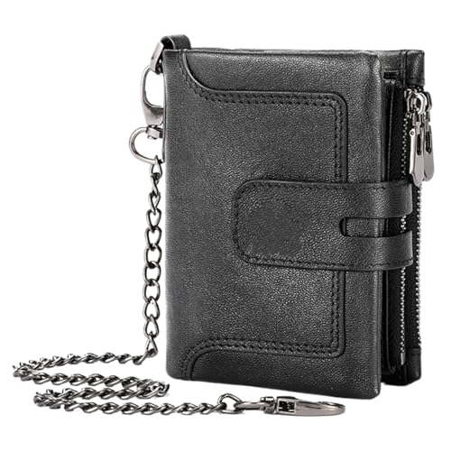 Chain Leather Wallets For Men, Real Leather Anti-Theft Chain Wallet, Zipper Buckle Leather Wallet, Multiple Card Slots Wallet, Cowhide Wallet For Paper Money, Leather Chain Wallet, Men's Zipper von mivceklw