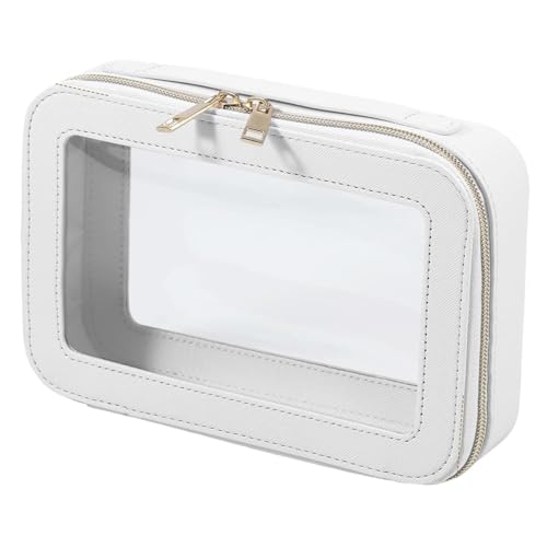 Transparente Make-up-Tasche, multifunktional, transparent, Kosmetiktasche, mit Reißverschluss, kleine Aufbewahrungstasche für Reisen, Make-up, beige, Se référer au descriptif, Siehe Beschreibung von mivceklw