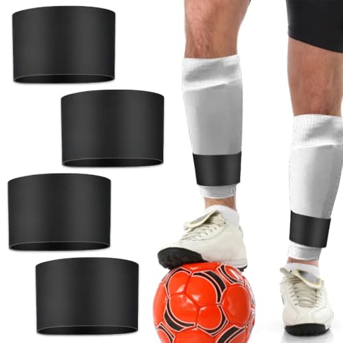 mizikuu 4 Stück Schienbeinschonerhalter, Stutzenhalter Fussball aus super festem Silikon Fußball Stutzenhalter rutschfest Grip Tape sicherer Halt für Herren, Damen & Kinder von mizikuu