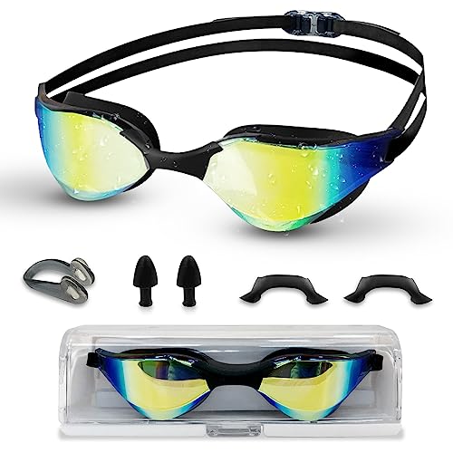 mizikuu Schwimmbrille, Polarisiert Schwimmbrille Anti-Fog Unisex Erwachsene Schwimmbrille UV-Schutz Selbstjustierender Nasensteg Orbit-Proof Dichtungen Swimming Goggles mit Ohrstöpsel und Nasenclip mizikuu Schwimmbrille, Polarisiert Schwimmbrille Anti-Fog Unisex Erwachsene Schwimmbrille UV-Schutz Selbstjustierender Nasensteg Orbit-Proof Dichtungen Swimming Goggles mit Ohrstöpsel und Nasenclip von mizikuu