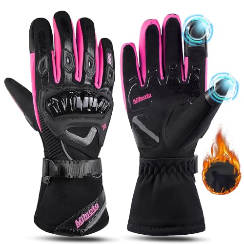 mjmoto Guantes Motorradhandschuhe, Winddicht, wasserdicht, für Damen, Motorrad-Reithandschuhe, Touchscreen, Motocross-Handschuhe, Winter von mjmoto