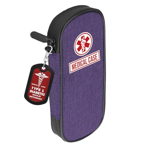 mnmoom Insulin Pen Cooler Travel Case mit 1 wiederverwendbaren Kühlakkus & 1 Gepäckanhänger, Diabetiker-Medikamente, isolierte Kühltasche für den Alltag und Reisen (lila) von mnmoom