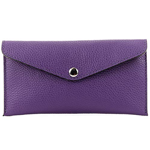 modamoda de - P03 - ital. Damen Portemonnaie Echtleder lang, Farbe:Purple von modamoda de