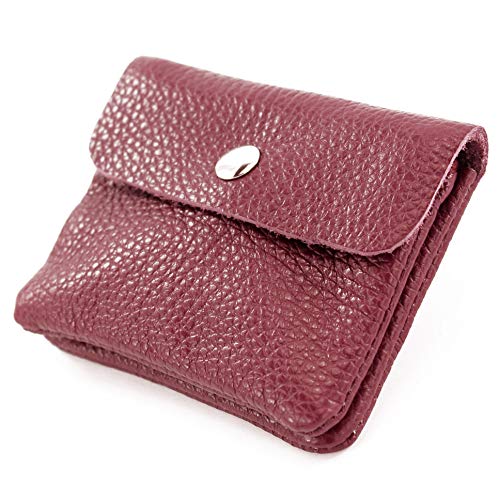 modamoda de P09 Damen Münzgeldbörse Geldbörse Portemonnaie Klein Leder Made in Italy P09, Farbe:Bordeauxviolett von modamoda de