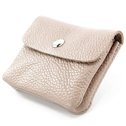 modamoda de P09 Damen Münzgeldbörse Geldbörse Portemonnaie Klein Leder Made in Italy P09, Farbe:Rosabeige von modamoda de