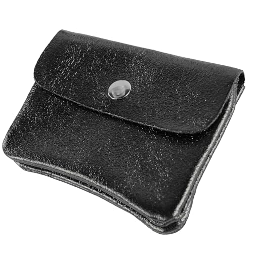 modamoda de P09 Damen Münzgeldbörse Geldbörse Portemonnaie Klein Leder Made in Italy P09, Farbe:Schwarz-Metallic von modamoda de