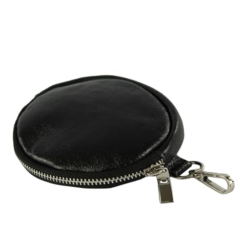 modamoda de - P10 - ital. Leder Geldbörse Mundschutztasche, Farbe:Schwarz-Metallic von modamoda de