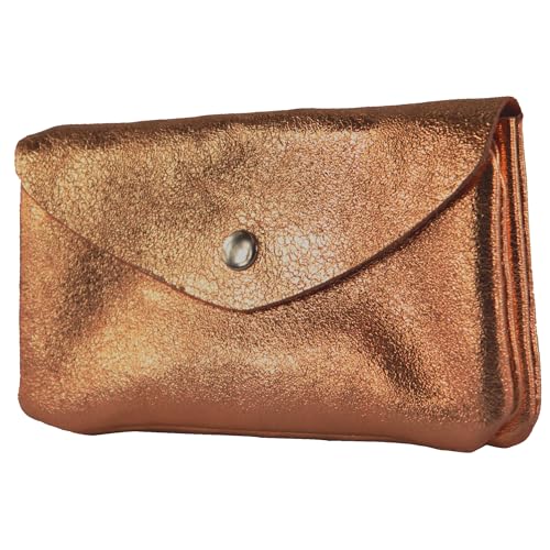 modamoda de - P11 - ital. Leder Damen Geldbörse Portemonnaie Medium, Farbe:Bronze-Metallic von modamoda de