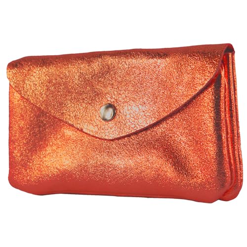 modamoda de - P11 - ital. Leder Damen Geldbörse Portemonnaie Medium, Farbe:Orange-Metallic von modamoda de