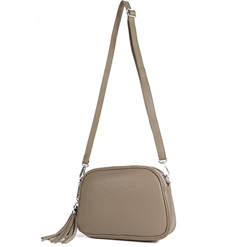 modamoda de - T238 - ital. Damen Umhängetasche Leder Medium, Farbe:Dunkeltaupe modamoda de - T238 - ital. Damen Umhängetasche Leder Medium, Farbe:Dunkeltaupe von modamoda de