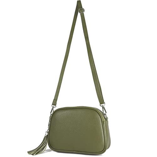 modamoda de - T238 - ital. Damen Umhängetasche Leder Medium, Farbe:Olivgrün modamoda de - T238 - ital. Damen Umhängetasche Leder Medium, Farbe:Olivgrün von modamoda de