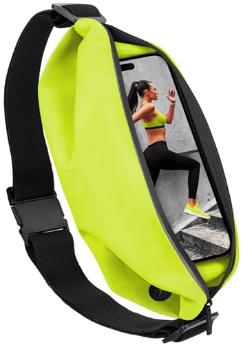 moex® Easy Bag für Motorola Edge 50 Pro Laufgürtel für Handy, Lauftasche Jogging, Handytasche zum Joggen, Sport Bauchtasche wasserdicht, Fitness Running Belt – Neon Gelb von moex