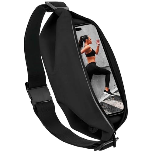 moex® Easy Bag für Motorola ThinkPhone 25 Laufgürtel für Handy, Lauftasche Jogging, Handytasche zum Joggen, Sport Bauchtasche wasserdicht, Fitness Running Belt – Schwarz von moex