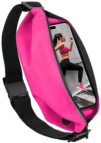 moex® Easy Bag für Samsung Galaxy A54 5G Laufgürtel für Handy, Lauftasche Jogging, Handytasche zum Joggen, Sport Bauchtasche wasserdicht, Fitness Running Belt – Neon Pink von moex