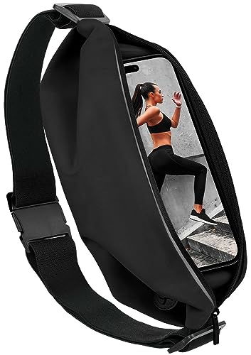 moex® Easy Bag für Umidigi Bison X10 / X10 Pro Laufgürtel für Handy, Lauftasche Jogging, Handytasche zum Joggen, Sport Bauchtasche wasserdicht, Fitness Running Belt – Schwarz von moex