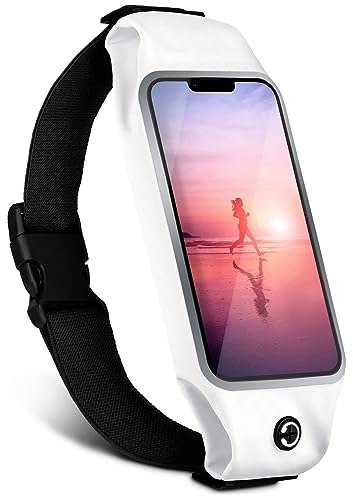 moex Laufgürtel Handy für Apple iPhone 15 Lauftasche Jogging Tasche Wasserfest, Slim Running Belt Flexibel mit Sichtfenster, Laufgurt zum Joggen Bauchtasche Sport, Weiß moex Laufgürtel Handy für Apple iPhone 15 Lauftasche Jogging Tasche Wasserfest, Slim Running Belt Flexibel mit Sichtfenster, Laufgurt zum Joggen Bauchtasche Sport, Weiß von moex