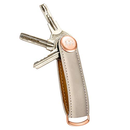 Premium Leder Damen Schlüsselhalter Smart Key Organizer Schlüssel Etui Holder Schlüsselanhänger Schlüsselbund Ring Fächer Schlüsseltasche Halter Schlüsselkette Accessoire (beige) von mogdi