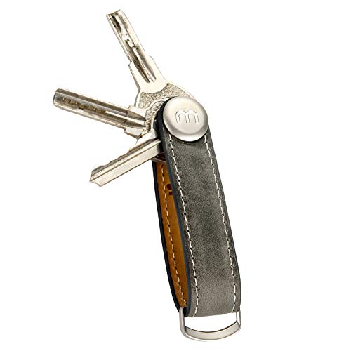 Premium Leder Herren Schlüsselhalter Smart Key Organizer Luxus Schlüssel Etui Holder Schlüsselanhänger Schlüsselbund Ring Fächer Schlüsseltasche Halter Schlüsselkette Accessoire (anthrazit) von mogdi
