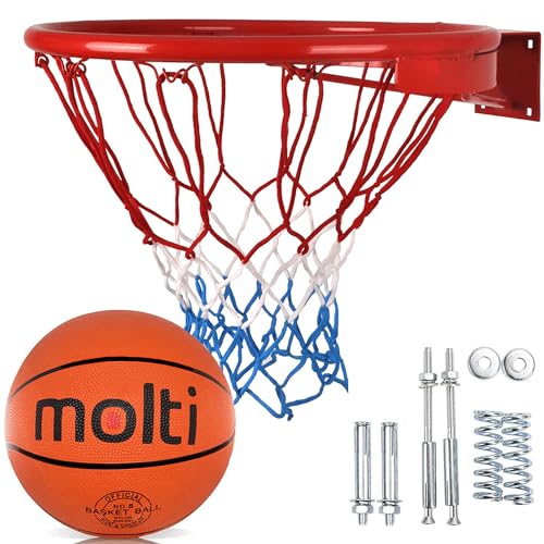 molti Basketballkorb Ø 45cm mit Ball #5 | Wandmontage Basketball Set Basketballring mit Netz | Outdoor & Indoor molti Basketballkorb Ø 45cm mit Ball #5 | Wandmontage Basketball Set Basketballring mit Netz | Outdoor & Indoor von molti