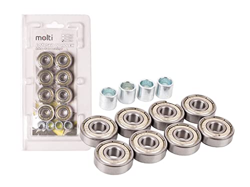 molti 608 ZZ Kugellager Rillenkugellager 8 Stück ABEC-5/7/9 Carbon Metall für Rollen Skateboard Inlineskaten Triskates 22mm x 8mm x 7mm (ABEC 9) von molti