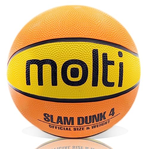 molti Basketball Ball Größe #7 für Kinder Erwachsene rutschfest Streetball Freizeitspielball Indoor Outdoor Training (Gelb-Orange) von molti