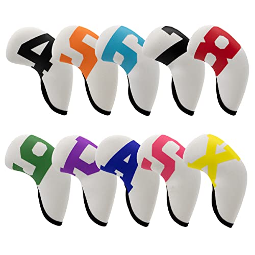Golfschlägerhauben aus Eisen, Golfschlägerhauben mit bunten Zahlen, Neopren, Golfschläger-Set, passend für alle Marken, 4/10 Stück Golfschlägerhauben aus Eisen, Golfschlägerhauben mit bunten Zahlen, Neopren, Golfschläger-Set, passend für alle Marken, 4/10 Stück von montela golf