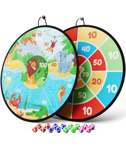 XXL Dartscheibe Kinder aus Klett, Doppelseitig, 73cm Durchmesser, Wurfspiel für Kinder inkl.16 Bällen, Outdoor Spiele für Kinder, speziell designt für Kinder, mitbringsel Kinder, Mookrook XXL Dartscheibe Kinder aus Klett, Doppelseitig, 73cm Durchmesser, Wurfspiel für Kinder inkl.16 Bällen, Outdoor Spiele für Kinder, speziell designt für Kinder, mitbringsel Kinder, Mookrook von mookrook