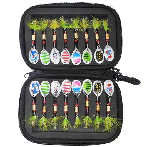 moonyan Spinnerköder zum Angeln,Spinnerköder zum Angeln - Glatte Angellöffel-Köder 16X,Angelköder Spinnerbait, Bass Fishing Spinner Baits Kit, Spinnerbait Jigs für Bass Hecht von moonyan