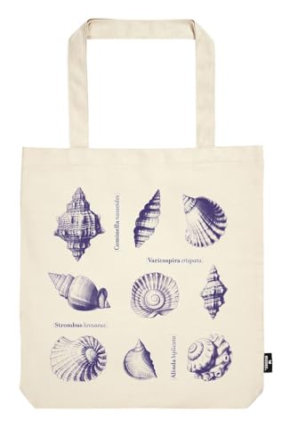 moses. libri_x Shopper Seashells, maritime Tragetasche aus 100% Baumwolle, große Stofftasche mit Muschel-Illustrationen, wiederverwendbare Einkaufstasche mit langen Henkeln von moses