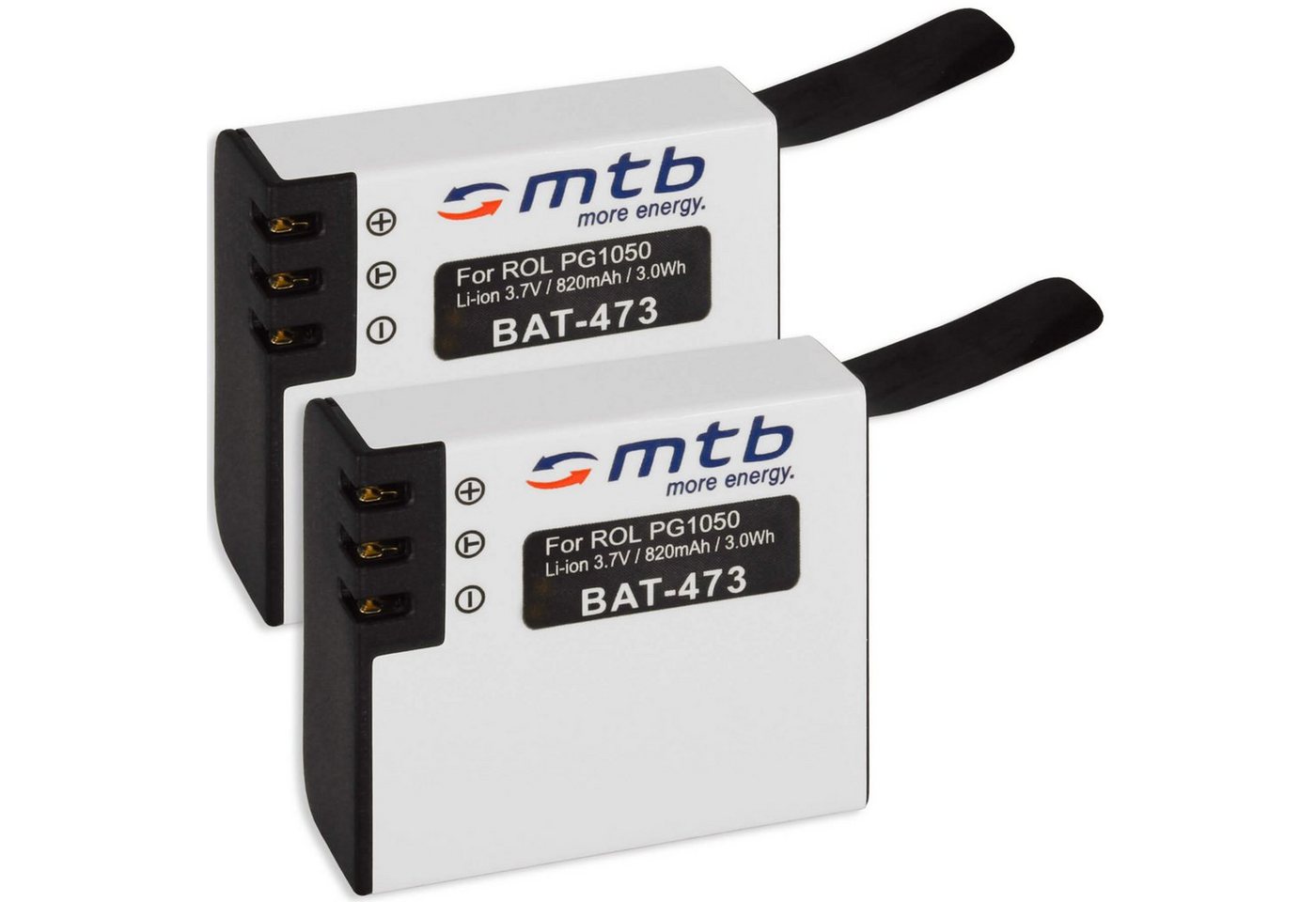 mtb more energy [BAT-473 - Li-Ion] Kamera-Akku kompatibel mit Akku-Typ Rollei AC425/430 850 mAh (3,7 V), passend für: Rollei Action Cam 430, AC 430… von mtb more energy