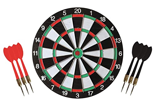 Dartscheibe Dartboard zweiseitig mit 3 Michael Van Gerwen Dartpfeile und 6 Kunststoffpfeile, ∅38 cm, klassisches Dartspiel von mucHome