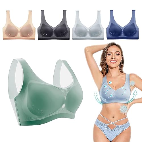 mugeleen PISPARA Ionische Hebe-Korrektur-Lymphvität-Entgiftungs-BH, PISPARA Ion Lifting & Lymphvity Entgiftungs-BH, Kompfort Formung Hebe-Bra, Non-Marking, Abnehmbarer (M, Khaki) von mugeleen