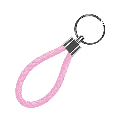 mumbi Schlüsselanhänger Schlüsselband aus Kunstleder & Edelstahl, geflochten Kunstlederband in Rosa, Einheitsgröße mumbi Schlüsselanhänger Schlüsselband aus Kunstleder & Edelstahl, geflochten Kunstlederband in Rosa, Einheitsgröße von mumbi