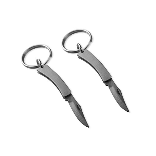 munkees 2 x Mini Messer, Schlüsselanhänger, Mini Taschenmesser, Edelstahl, Silber, Doppelpack, 25259 von munkees