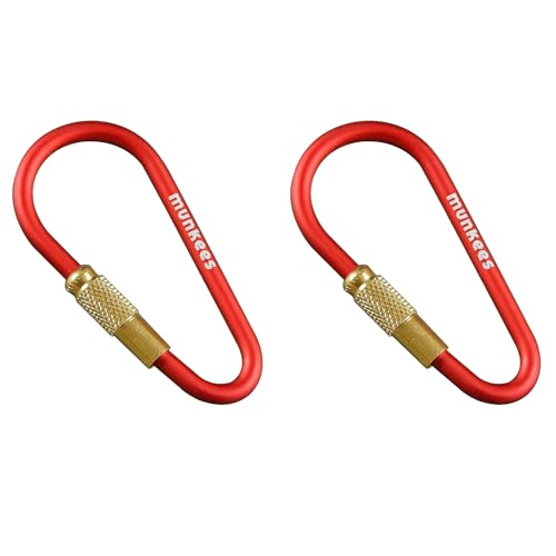 munkees Mini Link Karabiner Schlüsselanhänger - Ø 3 x 48 mm mit Schraubverschluss (2 x Rot) von munkees