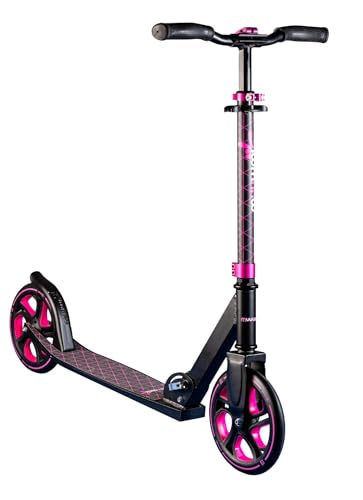 muuwmi Aluminium Scooter Pro – Tretroller, 215 mm, ABEC 7, Kinder und Erwachsene, GS geprüft, höhenverstellbar, New pink von muuwmi