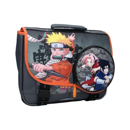 mybagstory - Schulranzen – Naruto – Kinder – Schule – Grundschule – Kindergarten – Schulranzen für Jungen – Größe 37 cm – verstellbare Träger – Geschenkidee – Grau/Orange, Naruto Grau/Orange, Kinder, von mybagstory