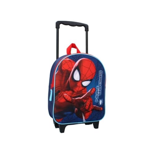 mybagstory - Trolley - Spiderman - Kind - Schule - Grundschule - Kindergarten - Tagesstätte - Kindergarten - Schultasche für Jungen - Größe 32 cm - Verstellbare Riemen - Rollen von mybagstory