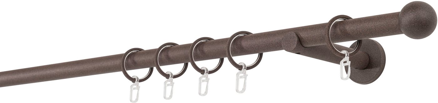 mydeco Gardinenstange 20mm Ball Wandträger 12 cm, 1-läufig, Fixmaß, verschraubt von mydeco